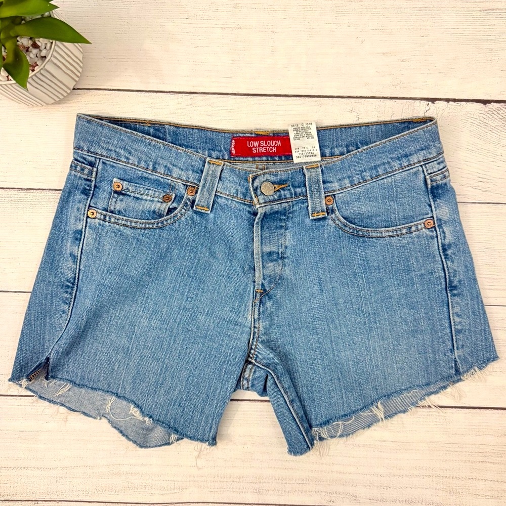 Levi's Blue Jean Shorts with Frayed Hem